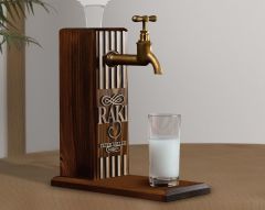 BK Gift Kişiye Özel Kabartma İsimli Musluklu Ceviz Ahşap Rakı Standı, Rakı Çeşmesi, Doğum Günü Hediyesi, Ev Hediyesi, İçecek Dispenseri-2