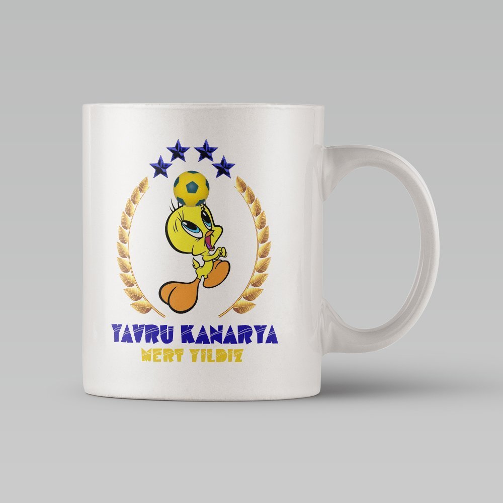 Kişiye Özel Yavru Kanarya Tasarımlı Beyaz Kupa Bardak - 3