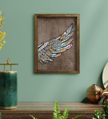 BK Home Kanat Tasarımlı Doğal Masif Ahşap Çerçeveli Tablo 45x65cm-2