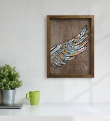 BK Home Kanat Tasarımlı Doğal Masif Ahşap Çerçeveli Tablo 45x65cm-2
