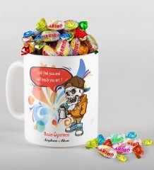Kişiye Özel Resim Öğretmeni Kupa ve Haribo Şeker Hediye Seti-1