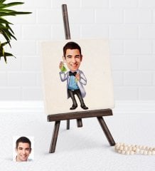 Kişiye Özel Erkek Kimya Öğretmeni Karikatürlü Şovaleli Doğal Taş-3