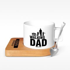 Kişiye Özel The Walking Dad Tasarımlı Ahşap Altlıklı Seramik Fincan - 2