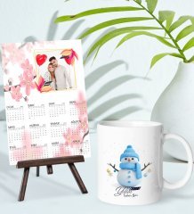 BK Gift Kişiye Özel Yılbaşı Tasarımlı Kupa Bardak ve 13x18cm Fotoğraf Kartlı Şövaleli 2023 Takvim Hediye Seti-16