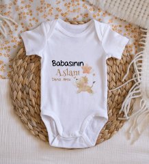 BK Kids İsimli Babasının Aslanı Tasarımlı Bebek Body Zıbın - Model 1