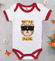 BK Kids Little Boss Tasarımlı Kırmızı Bebek Body Zıbın-3