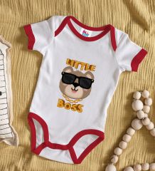 BK Kids Little Boss Tasarımlı Kırmızı Bebek Body Zıbın-3