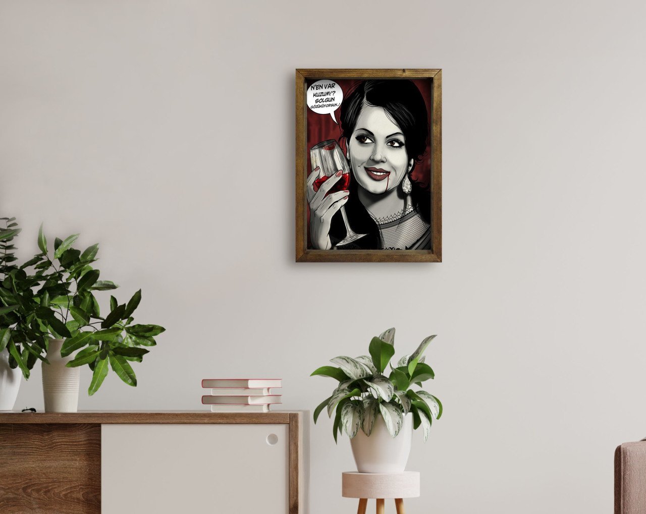 BK Home Türkan Teyze Tasarımlı Doğal Masif Ahşap Çerçeveli Tablo 45x65cm-38