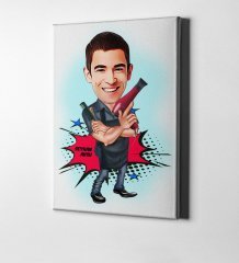 Kişiye Özel Erkek Kuaförü Karikatür Kanvas Tablo (50 x 70 cm.) 1