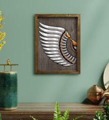 BK Home Kanat Tasarımlı Doğal Masif Ahşap Çerçeveli Tablo 45x65cm-1