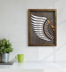 BK Home Kanat Tasarımlı Doğal Masif Ahşap Çerçeveli Tablo 45x65cm-1
