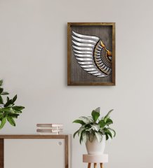 BK Home Kanat Tasarımlı Doğal Masif Ahşap Çerçeveli Tablo 45x65cm-1