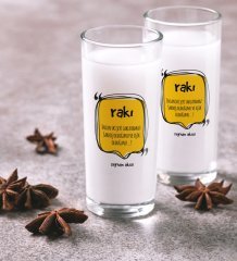 Kişiye Özel Renkli Baskılı İnsan İki Şeyi Saklayamaz İkili Rakı Bardağı Seti