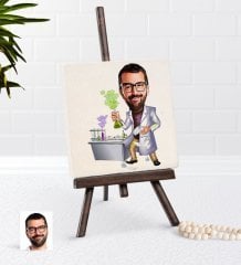 Kişiye Özel Erkek Kimya Öğretmeni Karikatürlü Şovaleli Doğal Taş-2