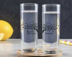 Kişiye Özel Renkli Baskılı Hayat Kısa Kuşlar Uçuyor Tasarımlı İkili Vodka Bardağı-1