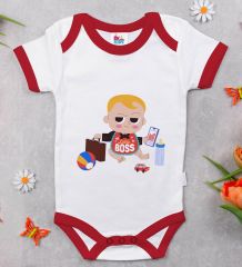 BK Kids Little Boss Tasarımlı Kırmızı Bebek Body Zıbın-1