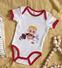 BK Kids Little Boss Tasarımlı Kırmızı Bebek Body Zıbın-1
