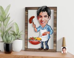 BK Gift Kişiye Özel Barbekü Karikatürlü 3D Ahşap Tablo, Sevgiliye Hediye, Arkadaşa Hediye, Yıl Dönümü Hediyesi, Doğum Günü Hediyesi-3