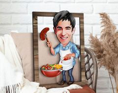 BK Gift Kişiye Özel Barbekü Karikatürlü 3D Ahşap Tablo, Sevgiliye Hediye, Arkadaşa Hediye, Yıl Dönümü Hediyesi, Doğum Günü Hediyesi-3