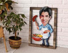 BK Gift Kişiye Özel Barbekü Karikatürlü 3D Ahşap Tablo, Sevgiliye Hediye, Arkadaşa Hediye, Yıl Dönümü Hediyesi, Doğum Günü Hediyesi-3