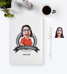 Kişiye Özel Yılın En İyi Arkadaşı Karikatürlü 2023 Ajanda Kalem Seti - 2