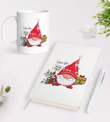 Kişiye Özel Mutlu Yıllar Tasarımlı Beyaz Defter Kalem Kupa Seti - 8