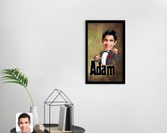 Kişiye Özel Adam Karikatürlü Dekoratif Ahşap Siyah Çerçeveli Tablo-2