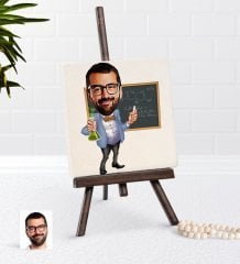 Kişiye Özel Erkek Kimya Öğretmeni Karikatürlü Şovaleli Doğal Taş-1