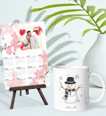 BK Gift Kişiye Özel Yılbaşı Tasarımlı Kupa Bardak ve 13x18cm Fotoğraf Kartlı Şövaleli 2023 Takvim Hediye Seti-14