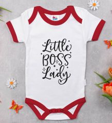 BK Kids Little Boss Lady Tasarımlı Kırmızı Bebek Body Zıbın-1