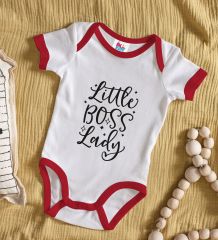 BK Kids Little Boss Lady Tasarımlı Kırmızı Bebek Body Zıbın-1