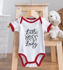 BK Kids Little Boss Lady Tasarımlı Kırmızı Bebek Body Zıbın-1