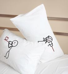 BK Gift Sevgili Tasarımlı Pamuklu 2’li Yastık Kılıfı Seti-7 50x70cm , Sevgiliye Hediye, Ev Hediyesi, Tasarım Ev Tekstili