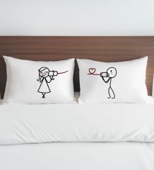 BK Gift Sevgili Tasarımlı Pamuklu 2’li Yastık Kılıfı Seti-7 50x70cm , Sevgiliye Hediye, Ev Hediyesi, Tasarım Ev Tekstili