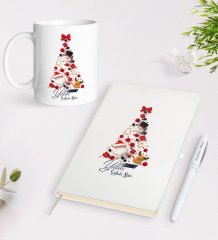 Kişiye Özel Mutlu Yıllar Tasarımlı Beyaz Defter Kalem Kupa Seti - 7