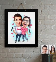 Kişiye Özel Sevgililer Karikatür Ahşap Tablo - 5