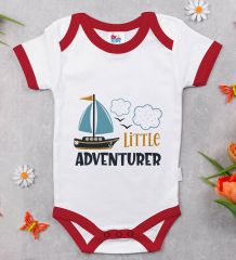 BK Kids Little Adventurer Tasarımlı Kırmızı Bebek Body Zıbın-1