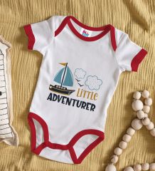 BK Kids Little Adventurer Tasarımlı Kırmızı Bebek Body Zıbın-1