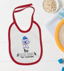 BK Kids Bu Işıltılı Hayatı Ben Seçmedim Tasarımlı Kırmızı Bebek Mama Önlüğü-1