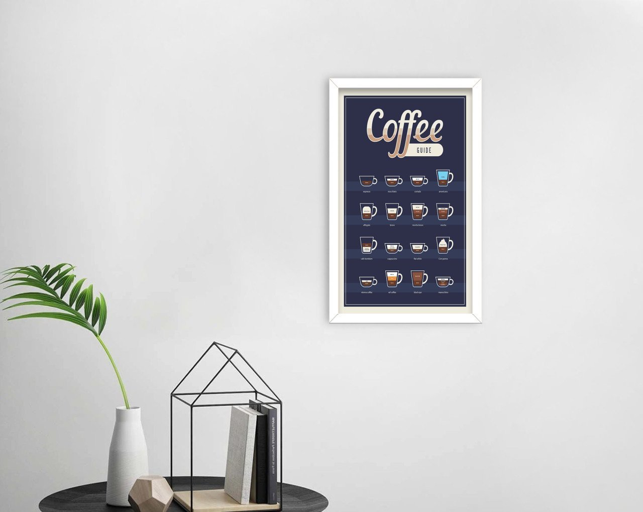 BK Home Coffee Tasarımlı Dekoratif Ahşap Beyaz Çerçeveli Tablo-24
