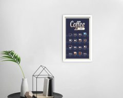 BK Home Coffee Tasarımlı Dekoratif Ahşap Beyaz Çerçeveli Tablo-24