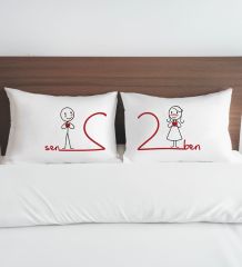 BK Gift Sevgili Tasarımlı Pamuklu 2’li Yastık Kılıfı Seti-6 50x70cm , Sevgiliye Hediye, Ev Hediyesi, Tasarım Ev Tekstili