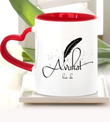 Kişiye Özel Mesleki Avukat Kırmızı Kalpli Kupa Bardak - 11