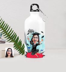 Kişiye Özel Bayan Mezun Karikatürlü Metal Suluk (500 ml.) 1