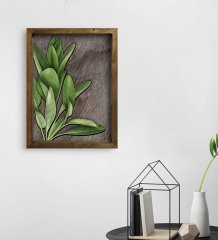 BK Home Green Plant Tasarımlı Doğal Masif Ahşap Çerçeveli Tablo 45x65cm-4