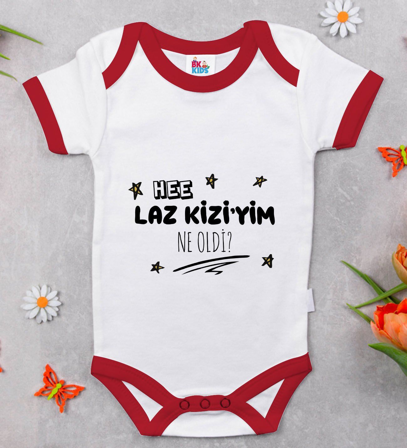 BK Kids Laz Kızıyım Tasarımlı Kırmızı Bebek Body Zıbın-1