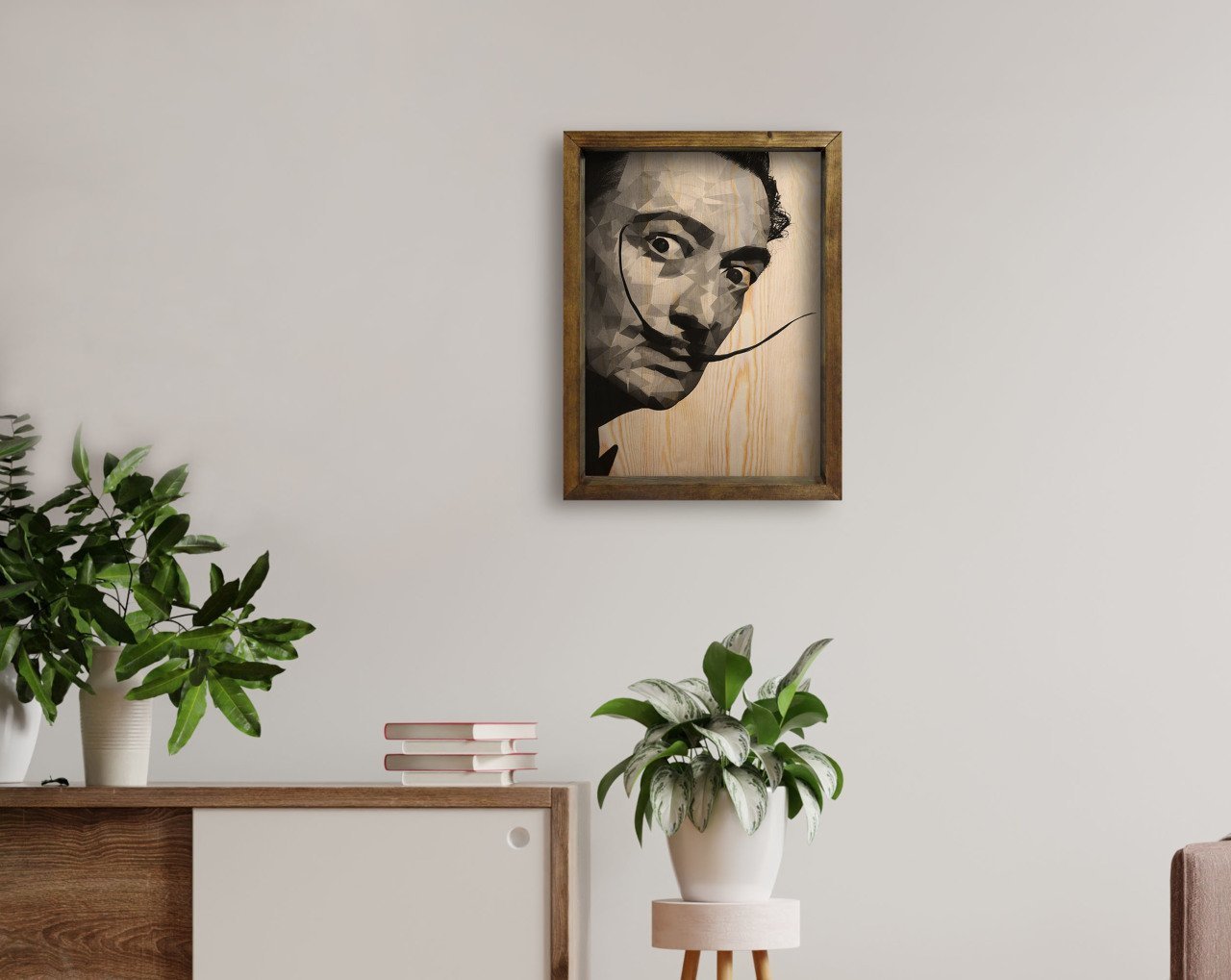 BK Home Salvador Dali Tasarımlı Doğal Masif Ahşap Çerçeveli Tablo 45x65cm-34