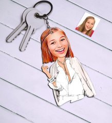 Kişiye Özel Bayan Model Karikatür Anahtarlık - 2