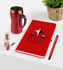 Kişiye Özel Avukat Temalı Kırmızı Defter Kalem ve Termos Mug Seti  - 4