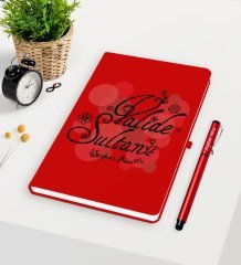 Kişiye Özel Valide Sultan Kırmızı Defter Kalem Seti - 3